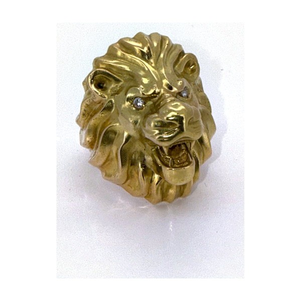 Anillo leon macizo de oro 18k talla 19